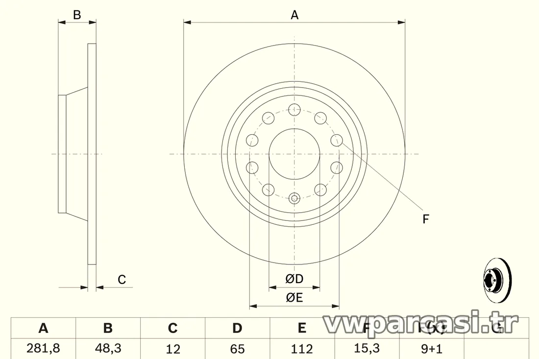 BOSCH 0986479247 Fren Disk Ayna - BOSCH - 0986479247