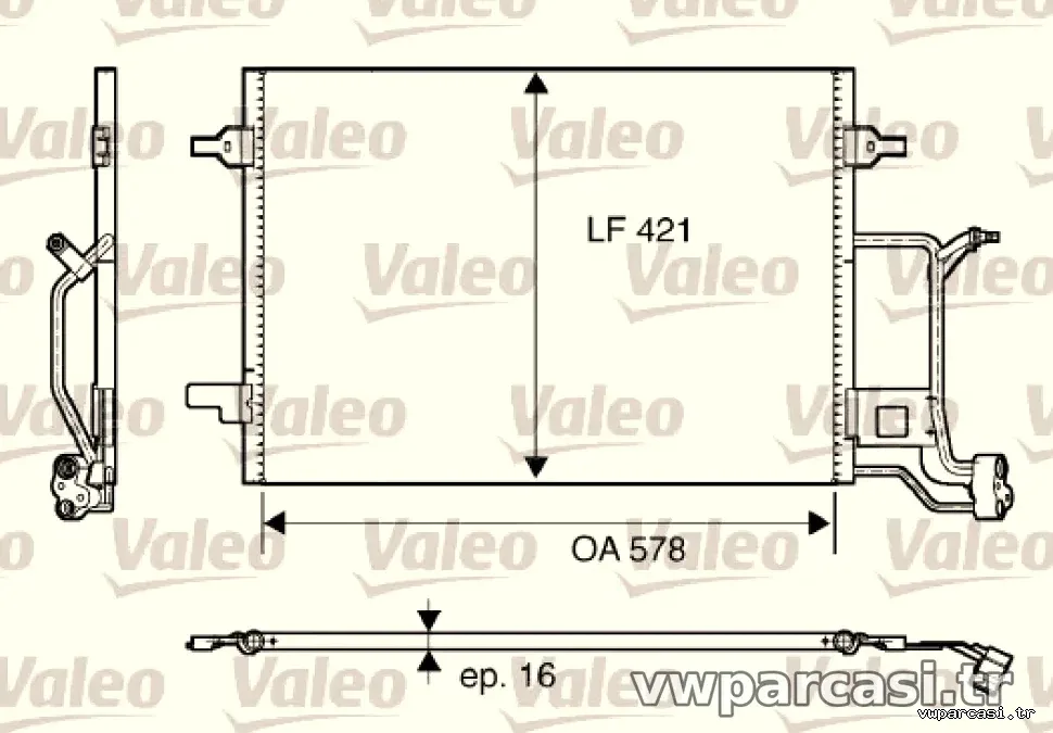 KONDENSER AUDI A4 / VW PASSAT (97 00) - Valeo - VALEO 817840
