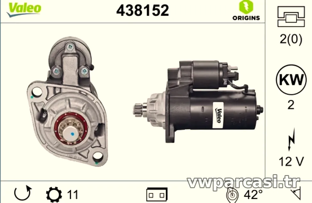 MARS MOTORU 12V 11 DIS A3 OCTAVIA ALHAMBRA SHARAN GOLF IV IBIZA LEON BORA GOLF 1,9TDI - Valeo - VALEO 438152