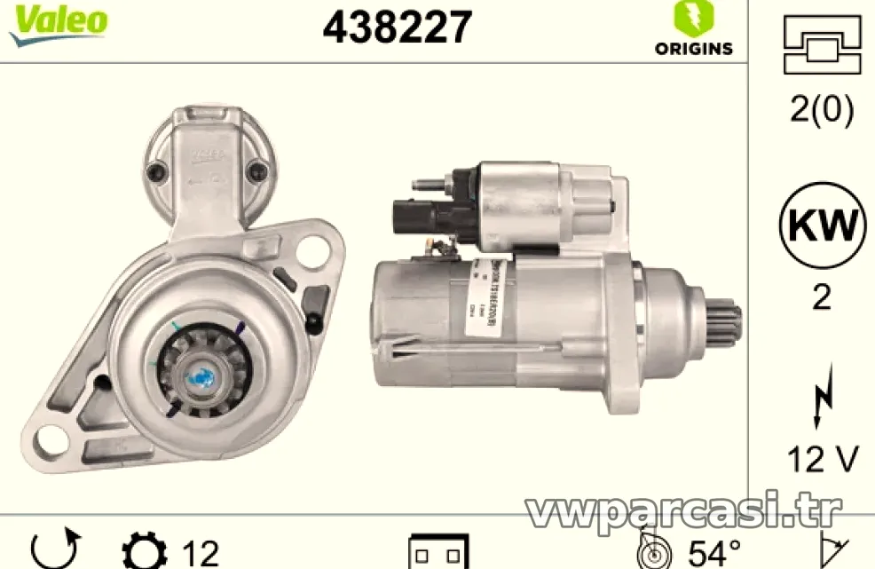 MARS MOTORU 12V 2,0KW 12DIS VALEO TIP ALTEA IBIZA - Valeo - VALEO 438227