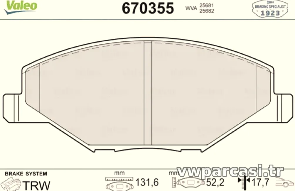 ON FREN BALATASI POLO 10> FABIA 11> RAPID 12>> - Valeo - VALEO 670355