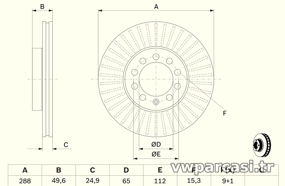 BOSCH 0986479939 Fren Disk Ayna - BOSCH - 0986479939
