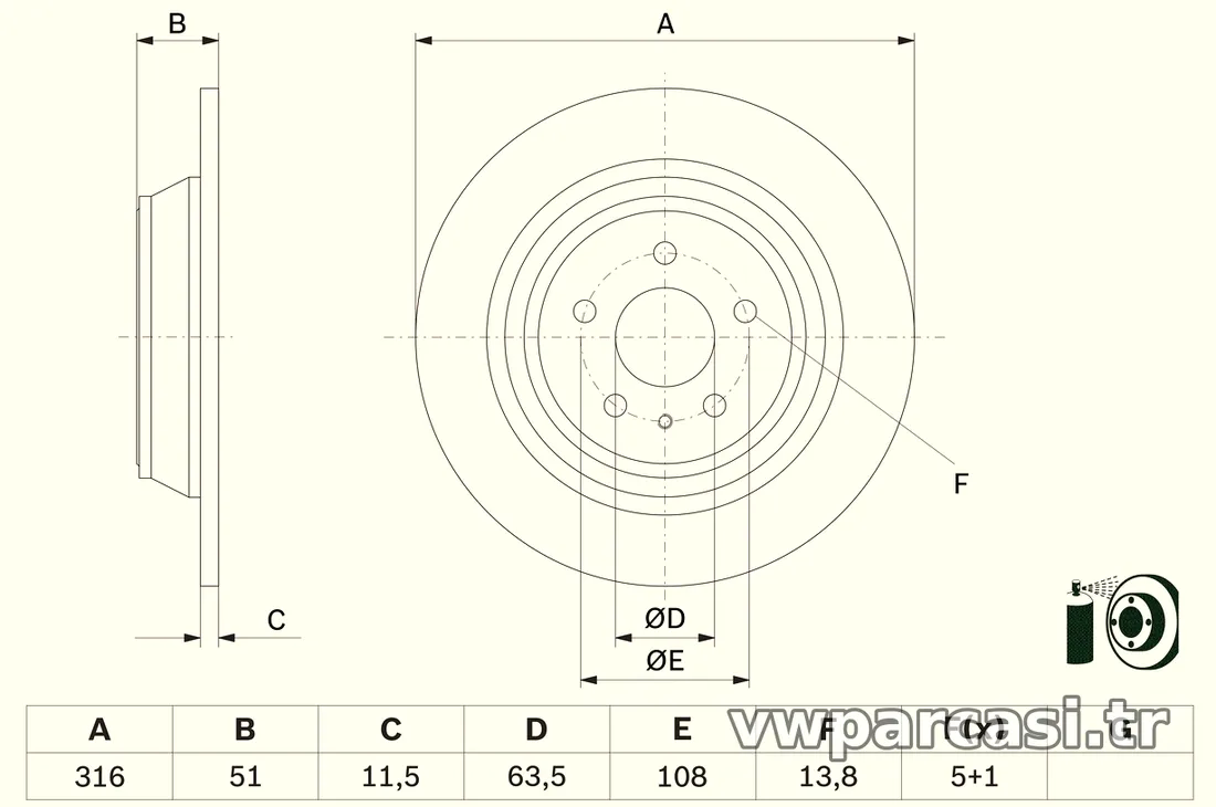 BOSCH 0986479D86 Fren Disk Ayna - BOSCH - 0986479D86