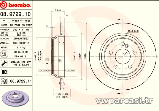BREMBO 08972911 Fren Disk Ayna - BREMBO - 08972911