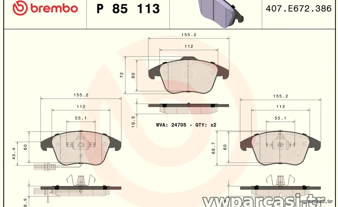 BREMBO P85113X Fren Disk Balata - BREMBO - P85113X