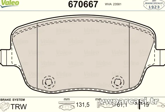 VALEO 670667 Fren Disk Balata - VALEO - 670667