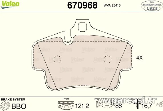 VALEO 670968 Fren Disk Balata - VALEO - 670968